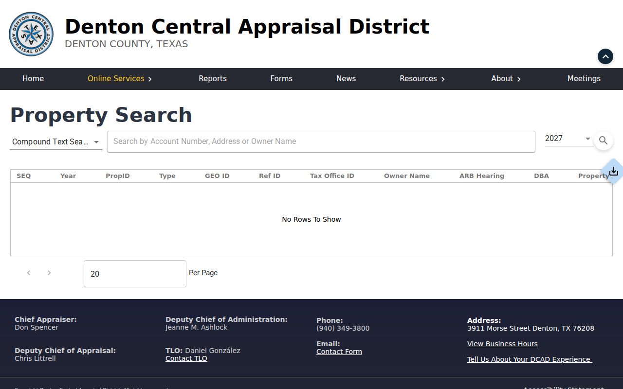 Denton residents directory property search at Denton CAD