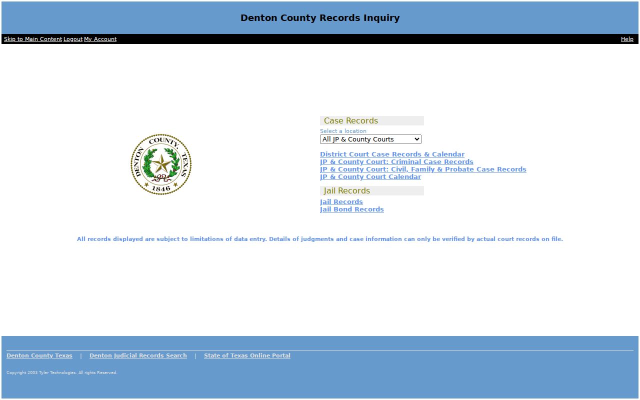 Denton resident lookup through the Denton County public-access court search