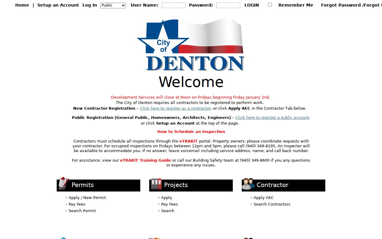 Denton street directory eTRAKiT permit search