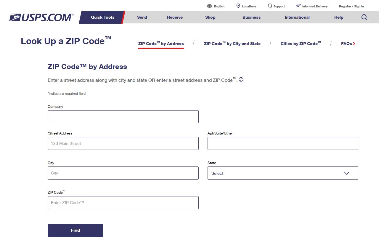 Denton ZIP code directory USPS address lookup fields